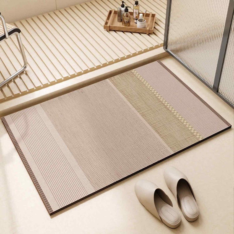 Tazweeq Bath Mat Rug, Anti-Slip Bathroom Floor Mats, Fast Drying Super Absorbent Thin Rubber Bath Rugs Fit Under Door, Washable Floor Bathmat in Front of Bathtub Shower Room & Sink (40cm*60cm) - Image 1