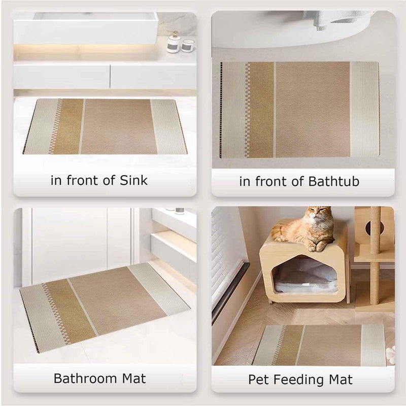 Tazweeq Bath Mat Rug, Anti-Slip Bathroom Floor Mats, Fast Drying Super Absorbent Thin Rubber Bath Rugs Fit Under Door, Washable Floor Bathmat in Front of Bathtub Shower Room & Sink (40cm*60cm) - Image 5