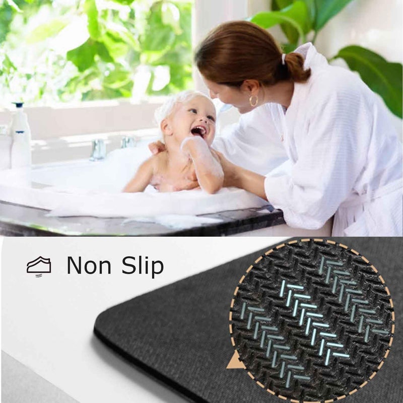 Tazweeq Bath Mat Rug, Anti-Slip Bathroom Floor Mats, Fast Drying Super Absorbent Thin Rubber Bath Rugs Fit Under Door, Washable Floor Bathmat in Front of Bathtub Shower Room & Sink (40cm*60cm) - Image 4