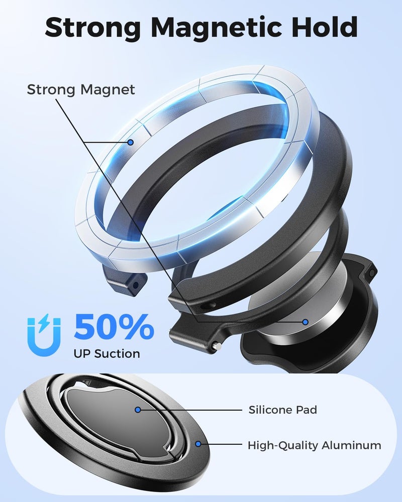 SUPERONEã€Upgradedã€‘ Ultra-Thin Magnetic Phone Grip for MagSafe Ring Holder, Removable Gym Dual-Sided Magnets MagSafe Kickstand for iPhone 17/16/15/14/13/12 & All Smartphones, Fit Magnetic Car Mount - Image 5