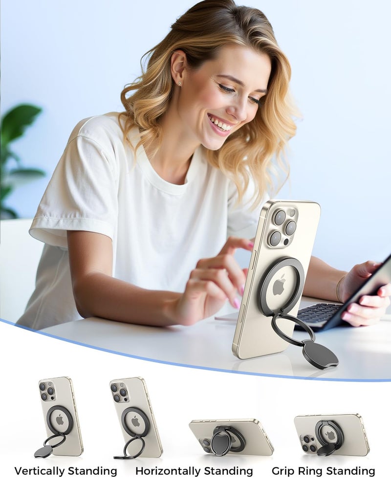 SUPERONEã€Upgradedã€‘ Ultra-Thin Magnetic Phone Grip for MagSafe Ring Holder, Removable Gym Dual-Sided Magnets MagSafe Kickstand for iPhone 17/16/15/14/13/12 & All Smartphones, Fit Magnetic Car Mount - Image 4