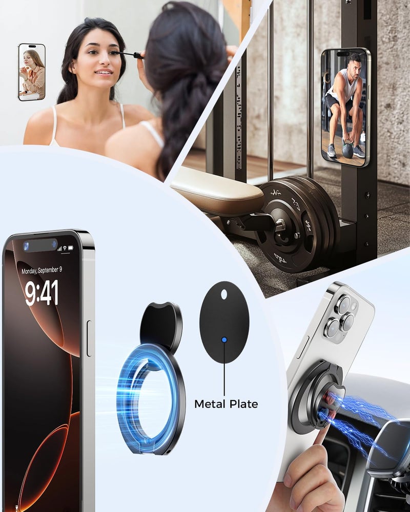 SUPERONEã€Upgradedã€‘ Ultra-Thin Magnetic Phone Grip for MagSafe Ring Holder, Removable Gym Dual-Sided Magnets MagSafe Kickstand for iPhone 17/16/15/14/13/12 & All Smartphones, Fit Magnetic Car Mount - Image 2