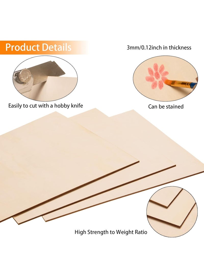 SLASA 24-Pack Basswood Sheets – 12 x 12 x 1/8 Inch (3mm) – Unfinished Wood Panels for Laser Cutting, Wood Burning, Staining, DIY Crafts & Architectural Models - Image 4
