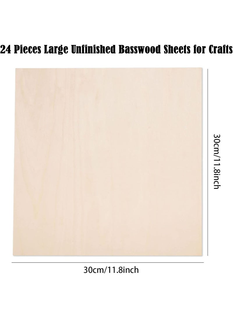 SLASA 24-Pack Basswood Sheets – 12 x 12 x 1/8 Inch (3mm) – Unfinished Wood Panels for Laser Cutting, Wood Burning, Staining, DIY Crafts & Architectural Models - Image 2