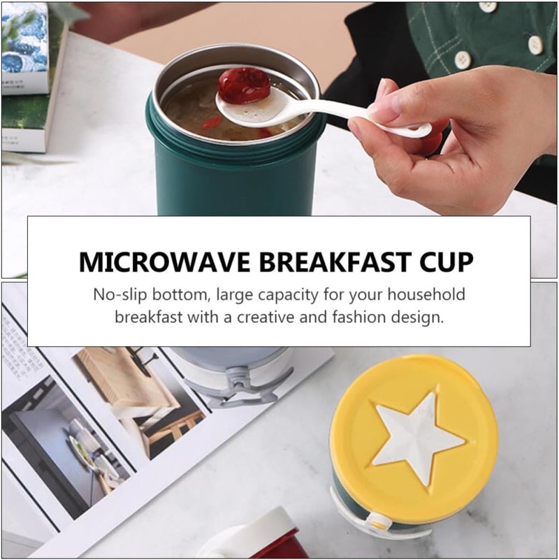 FUOYLOO 420ml Stainless Steel Breakfast Cup with Non-slip Grip and No-slip Bottom Portable Microwave Oven Milk Cup for Home and Going out Sturdy 304 Stainless Steel - Image 4