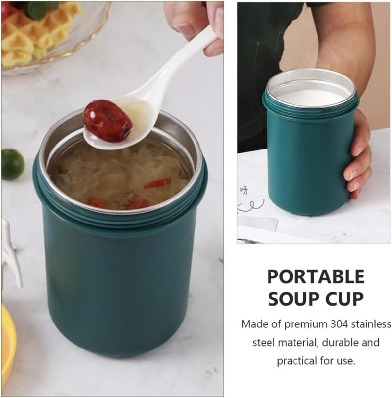 FUOYLOO 420ml Stainless Steel Breakfast Cup with Non-slip Grip and No-slip Bottom Portable Microwave Oven Milk Cup for Home and Going out Sturdy 304 Stainless Steel - Image 3