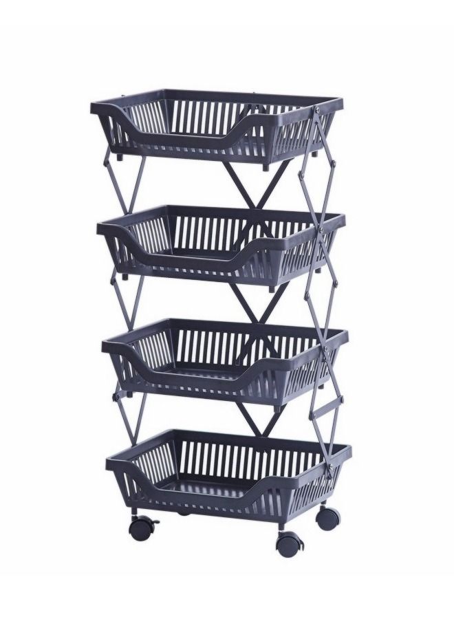 fashionhome 4 Layers Household Multipurpose Storage Organizer Foldable Movable Kitchen Vegetable and Fruits Storage Rack 35x26x71 cm - Image 5