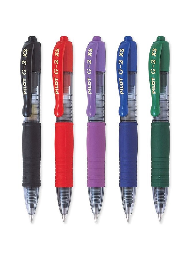 Pilot G2-XS7 Pixie - Mini Rollerball Pens - 0.7mm Nib 0.4mm Line Width - Pack of 5 - Black, Blue, Violet, Red & Green - Image 1