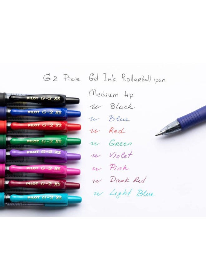 Pilot G2-XS7 Pixie - Mini Rollerball Pens - 0.7mm Nib 0.4mm Line Width - Pack of 5 - Black, Blue, Violet, Red & Green - Image 2