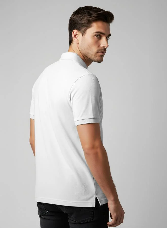FERVORO Men White Cotton Polo with Pocket