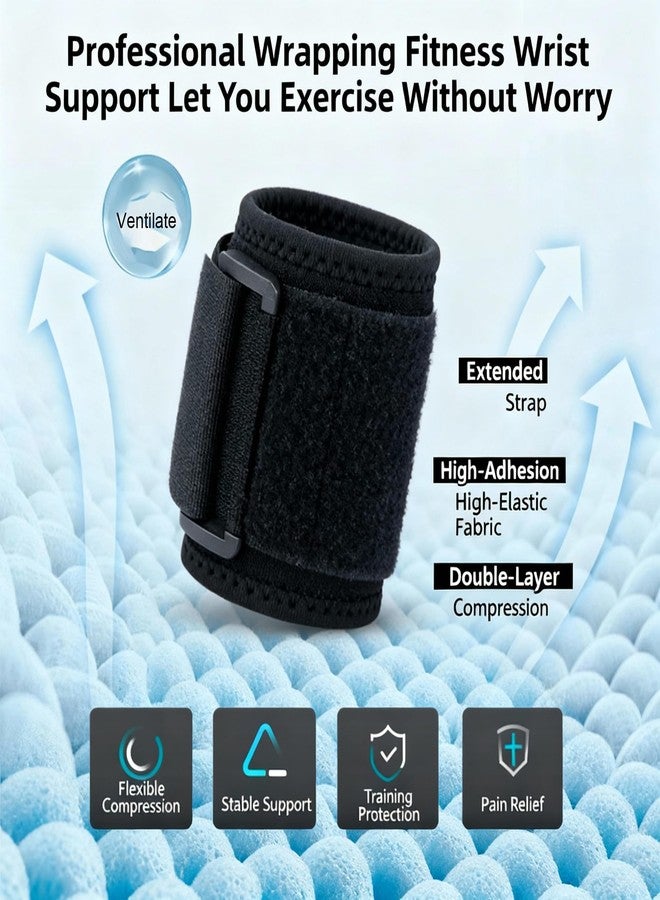 TORMEN 2 Pcs Wrist Brace Adjustable Support Strap For Fitness Sports Black - Image 3