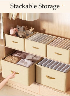 DUNISO 3pcs Wardrobe Clothes Organizer Foldable Closet Storage Organizer for Clothes Jeans Washable Closet Storage Boxes with Carrying Handles Cube Storage Bin for Home Bedroom Office  - Image 3