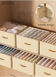 DUNISO 3pcs Wardrobe Clothes Organizer Foldable Closet Storage Organizer for Clothes Jeans Washable Closet Storage Boxes with Carrying Handles Cube Storage Bin for Home Bedroom Office  - Image 1