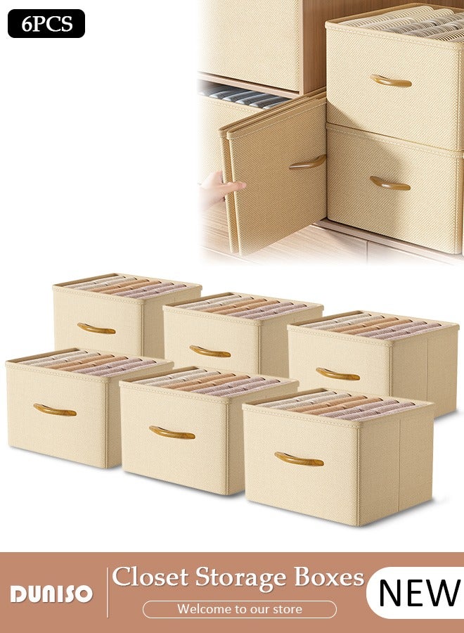 DUNISO 3pcs Wardrobe Clothes Organizer Foldable Closet Storage Organizer for Clothes Jeans Washable Closet Storage Boxes with Carrying Handles Cube Storage Bin for Home Bedroom Office  - Image 2
