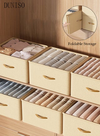 3pcs Wardrobe Clothes Organizer Foldable Closet Storage Organizer for Clothes Jeans Washable Closet Storage Boxes with Carrying Handles Cube Storage Bin for Home Bedroom Office - view 3
