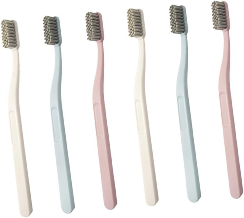 6 قطع فرشاة أسنان نايلون برأس ثابت للبالغين، مجموعة أدوات تنظيف الفم للسفر - Image 2