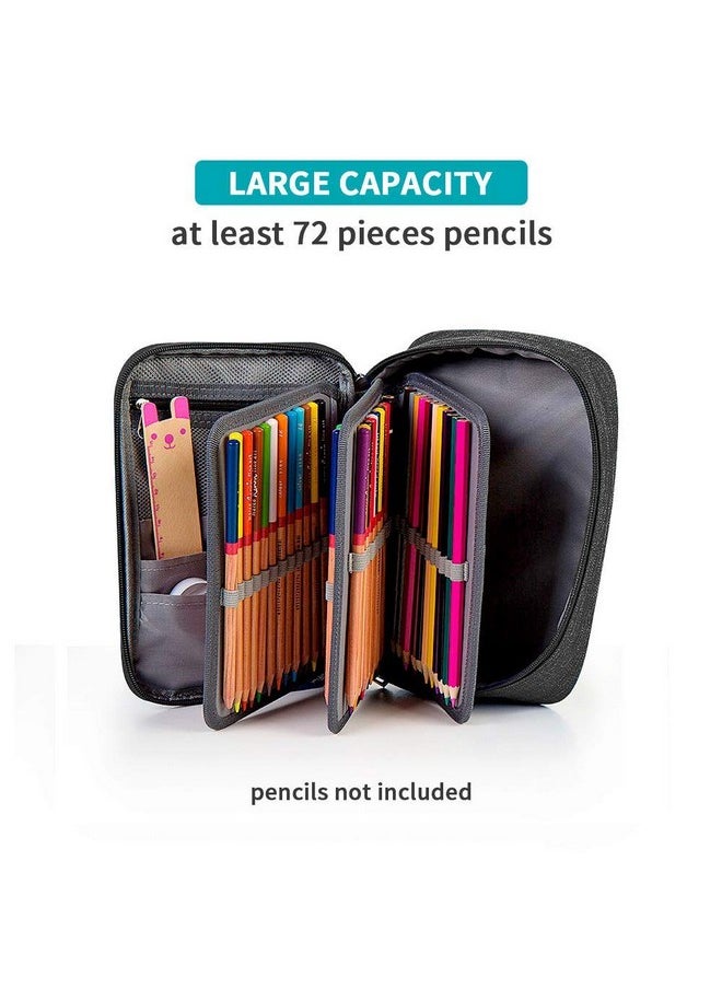 Number-One Number-one Large Capacity Pencil Case, 72 Slots Colored Pencil Pouch Bag Portable Pencil Holder Stationery Organizer with Compartments for Office and Travel, Black  - Image 3