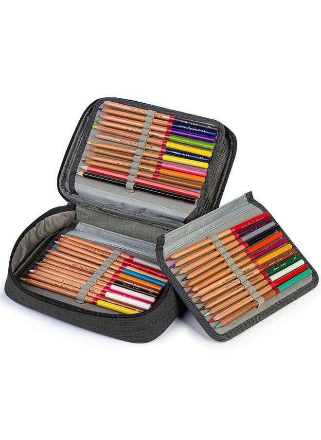 Number-One Number-one Large Capacity Pencil Case, 72 Slots Colored Pencil Pouch Bag Portable Pencil Holder Stationery Organizer with Compartments for Office and Travel, Black  - Image 2