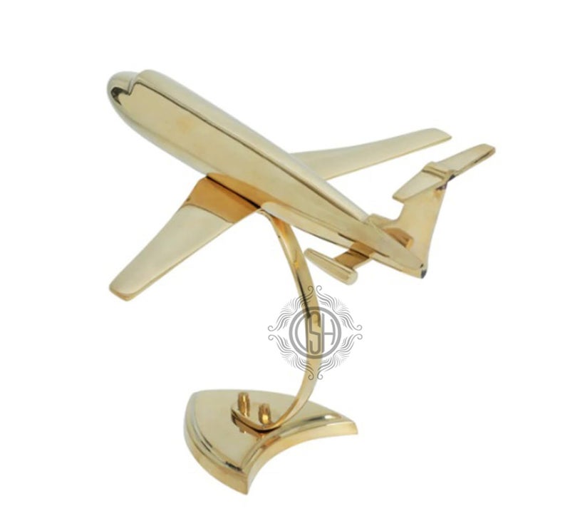DSH Brass Antique Jet Plane On Stand, Table Top Decorative Showpiece for Home Decor & Office Table with Gold, Glossy and Shiny Finish (Small) 5.5 inch - Image 3