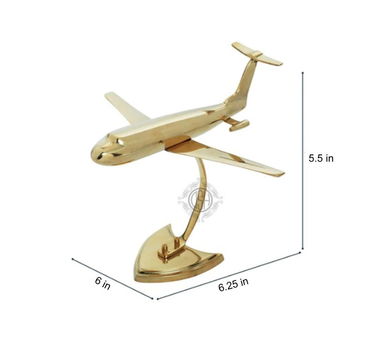 DSH Brass Antique Jet Plane On Stand, Table Top Decorative Showpiece for Home Decor & Office Table with Gold, Glossy and Shiny Finish (Small) 5.5 inch - Image 2