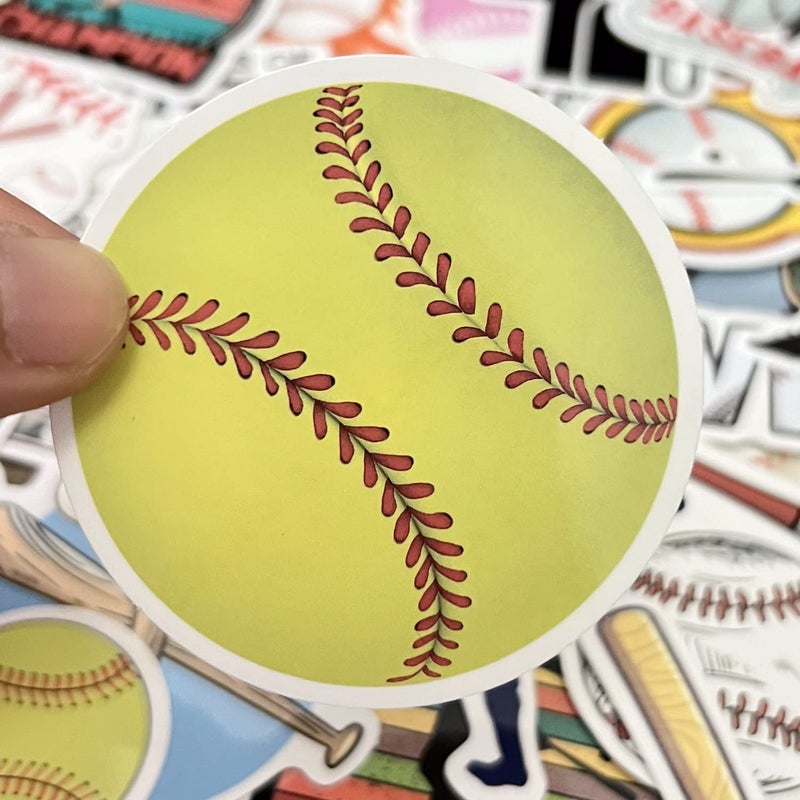 AOWDIAO 50 Pcs Baseball Stickers â€“ Waterproof Vinyl Decals for Water Bottles, Laptops â€“ Baseball Party Favors and Gifts for Kidsâ€¯&â€¯Teens - Image 5