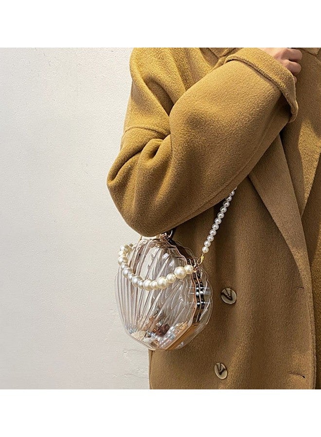 كيو زي يونيك حقيبة كتف QZUnique Conch بحزام سلسلة مبتكرة من الأكريليك حقيبة سهرة أنيقة متقاطعة للنساء والفتيات - Image 2