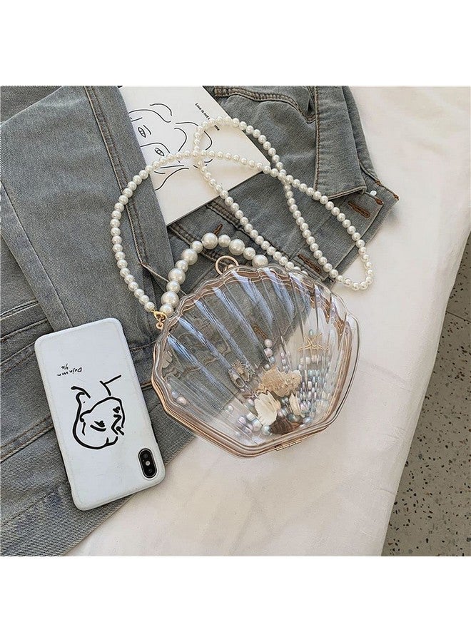 كيو زي يونيك حقيبة كتف QZUnique Conch بحزام سلسلة مبتكرة من الأكريليك حقيبة سهرة أنيقة متقاطعة للنساء والفتيات - Image 3