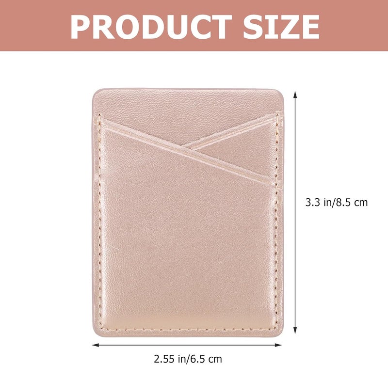 ibasenice 2pcs Pu Leather Phone Back Card Holder Wallets with 2 Card Slots for Smartphones Adhesive Stickers Rose Gold Pocket Wallets for Travel and Everyday Use - Image 2