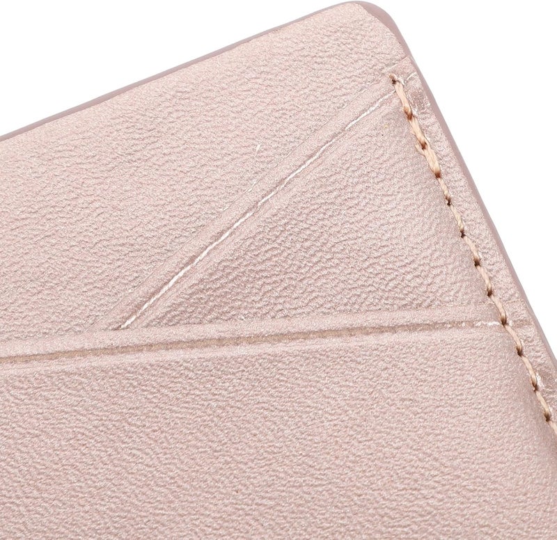 ibasenice 2pcs Pu Leather Phone Back Card Holder Wallets with 2 Card Slots for Smartphones Adhesive Stickers Rose Gold Pocket Wallets for Travel and Everyday Use - Image 3