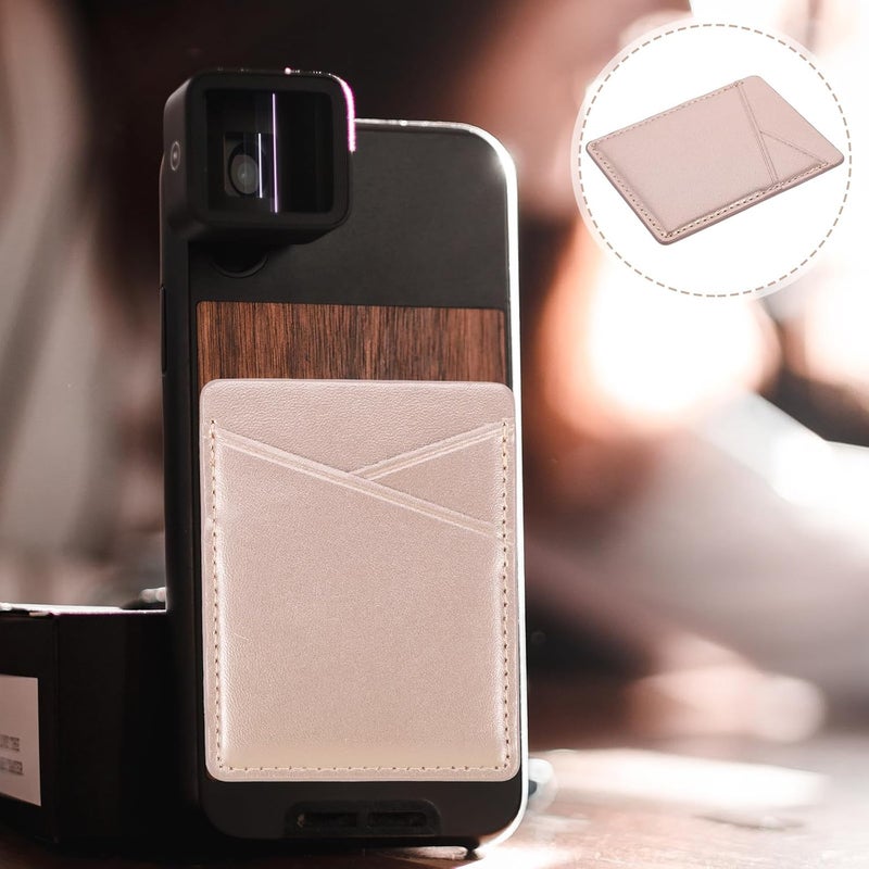 ibasenice 2pcs Pu Leather Phone Back Card Holder Wallets with 2 Card Slots for Smartphones Adhesive Stickers Rose Gold Pocket Wallets for Travel and Everyday Use - Image 4