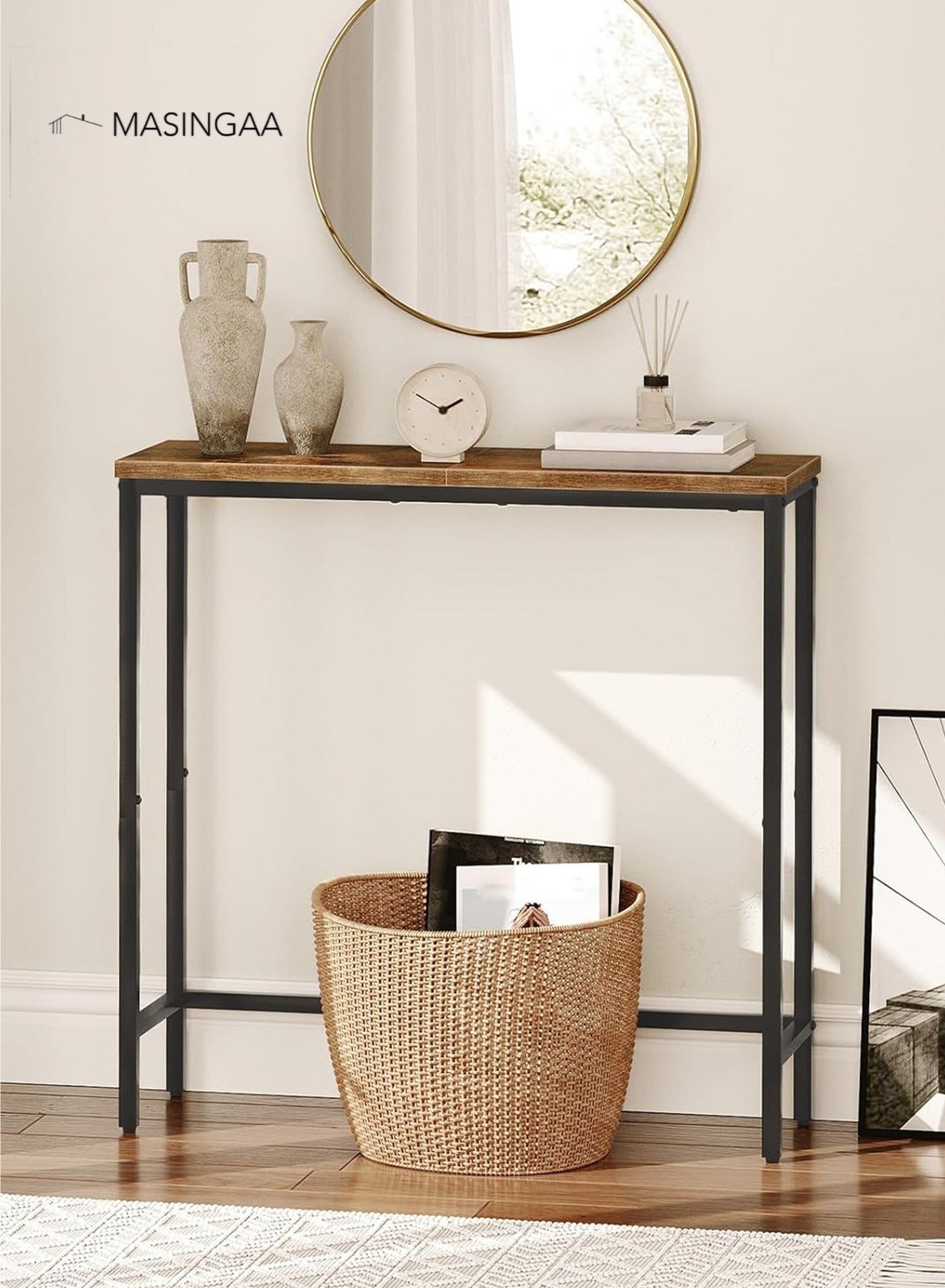 Console Table, Modern Hallway Entryway Table, Behind Couch Sofa Side Table, Narrow End Table for Entryway, Living Room, Bar Table, Bedroom(75×75×24 CM)