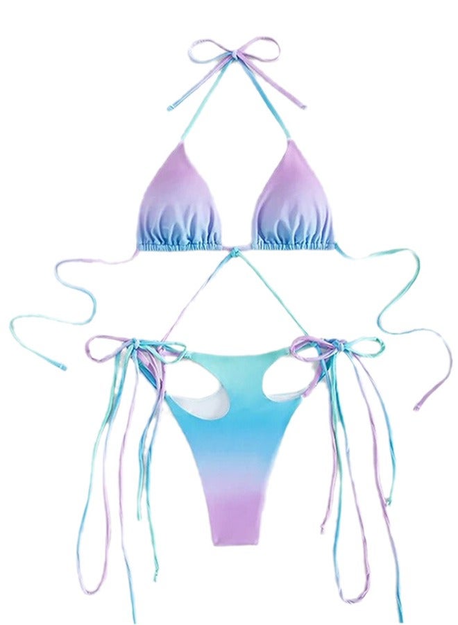 MARGOUN Women's Swimwear String Tringle Bikinis Women Tassel Swimsuit Female Bathers Bathing Suit Swimming Beachwear Purple Blue - Image 4