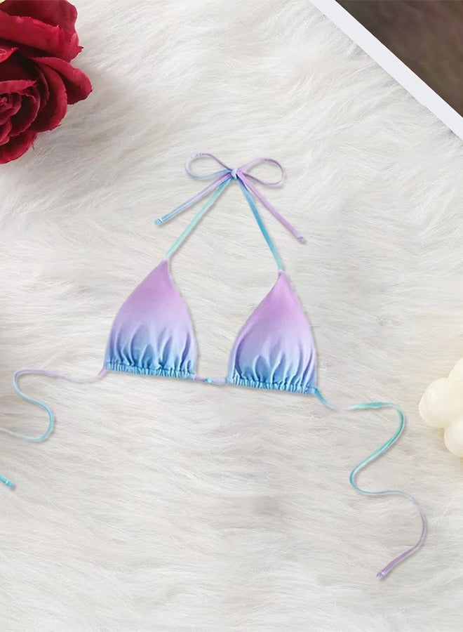 MARGOUN Women's Swimwear String Tringle Bikinis Women Tassel Swimsuit Female Bathers Bathing Suit Swimming Beachwear Purple Blue - Image 2