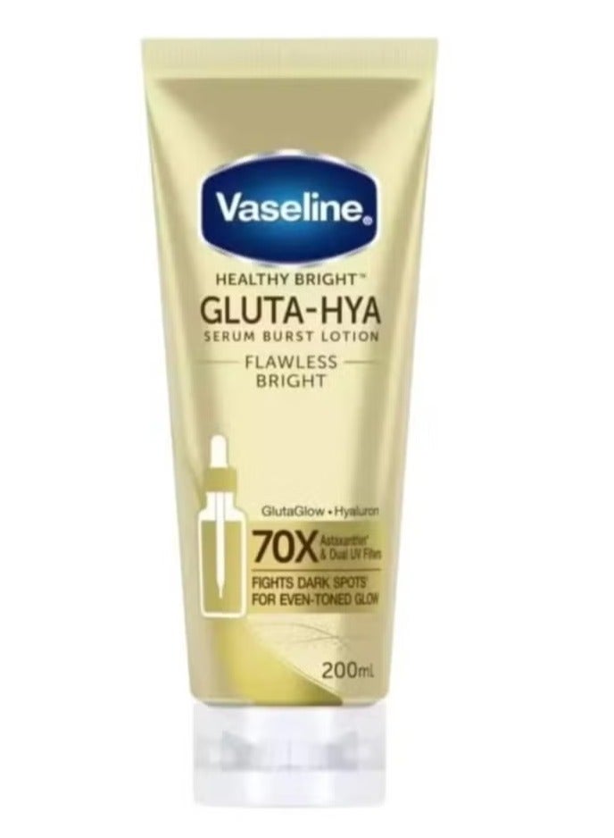 Vaseline Essential Even Tone Flawless Glow Gluta-Hya Serum Burst UV Lotion 70X More Powerful than Vitamin C - 200ml