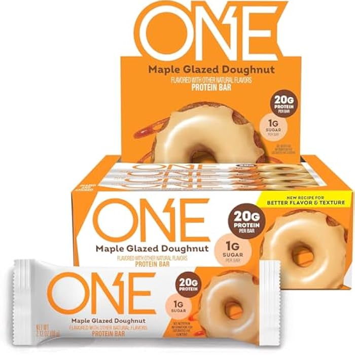 ONE Protein Bars, Maple Glazed Doughnut, Gluten Free with 20g Protein and 1g Sugar, Pantry Staples, 2.12 oz (12 Count) - Image 1