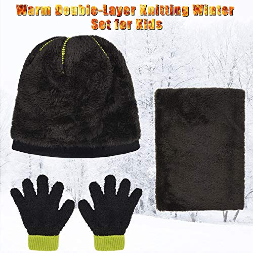MAYLISACC Winter Boys Hat and Glove Set Knitted for Age 3-6 Toddler Kids Cute Beanies with Pom & Neck Warmer Cold Weather, Green - Image 2