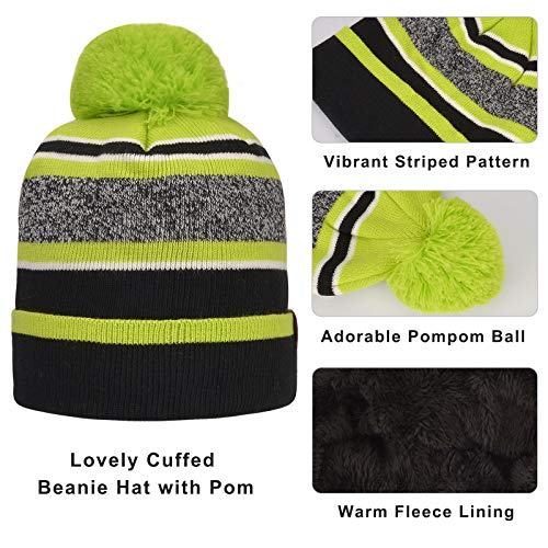 MAYLISACC Winter Boys Hat and Glove Set Knitted for Age 3-6 Toddler Kids Cute Beanies with Pom & Neck Warmer Cold Weather, Green - Image 4