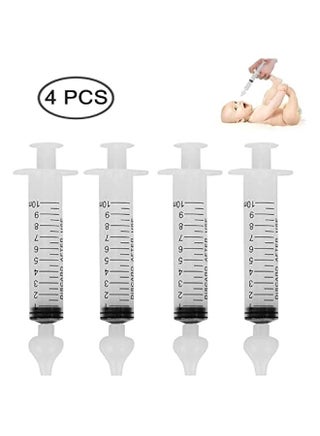 4 Pieces, Nasal Irrigator Syringe for Baby, Nasal Aspirator, Silicone Nasal Suction Tip, Pressure Nasal Syringe, Safe Nose Cleaner with Cleanable & Reusable Silicone Nasal Suction Tip (10ML) - view 2