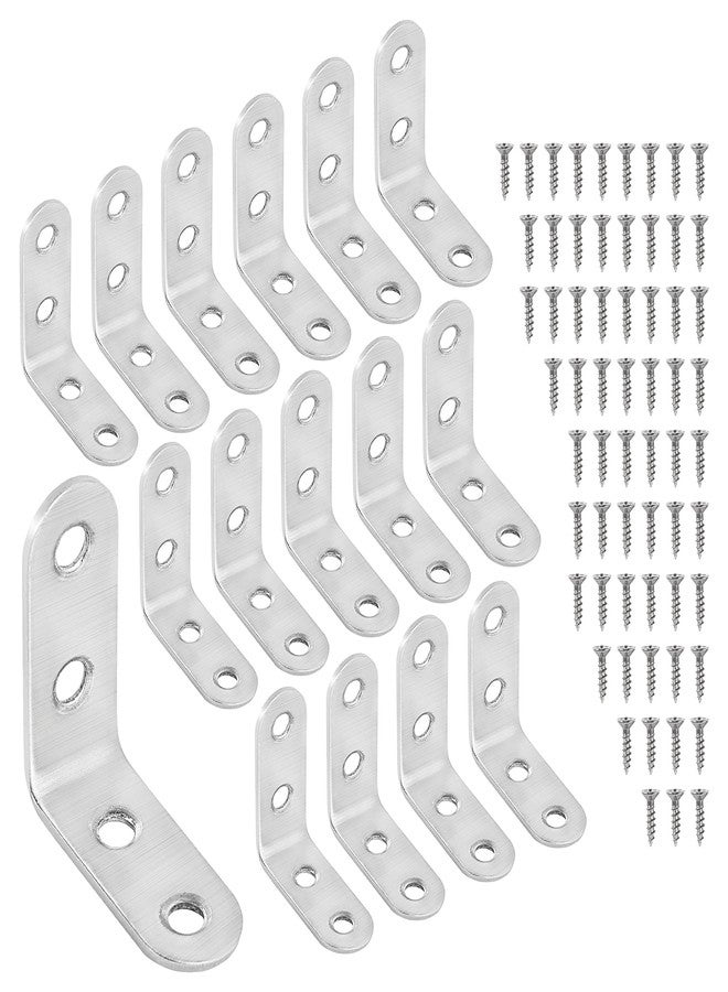 SAMNATE 20pcs L Brackets for Wood 40mmx40mmx16mmX2mm Stainless Steel 90 Degree L Shaped Angle Corner Braces Brackets 20pcs and 80pcs of Screws - Image 1