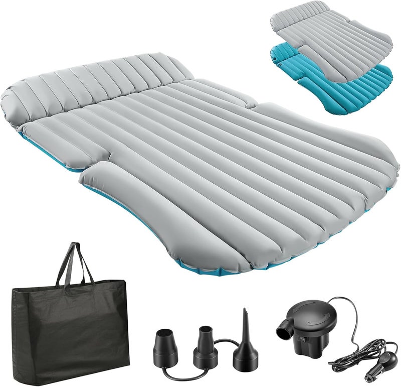 KMZ SUV Air Mattress Double-Sided Inflatable Bed with Electric Pump - Gray and Blue - Image 2