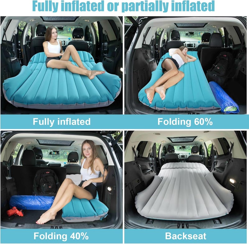 KMZ SUV Air Mattress Double-Sided Inflatable Bed with Electric Pump - Gray and Blue - Image 5