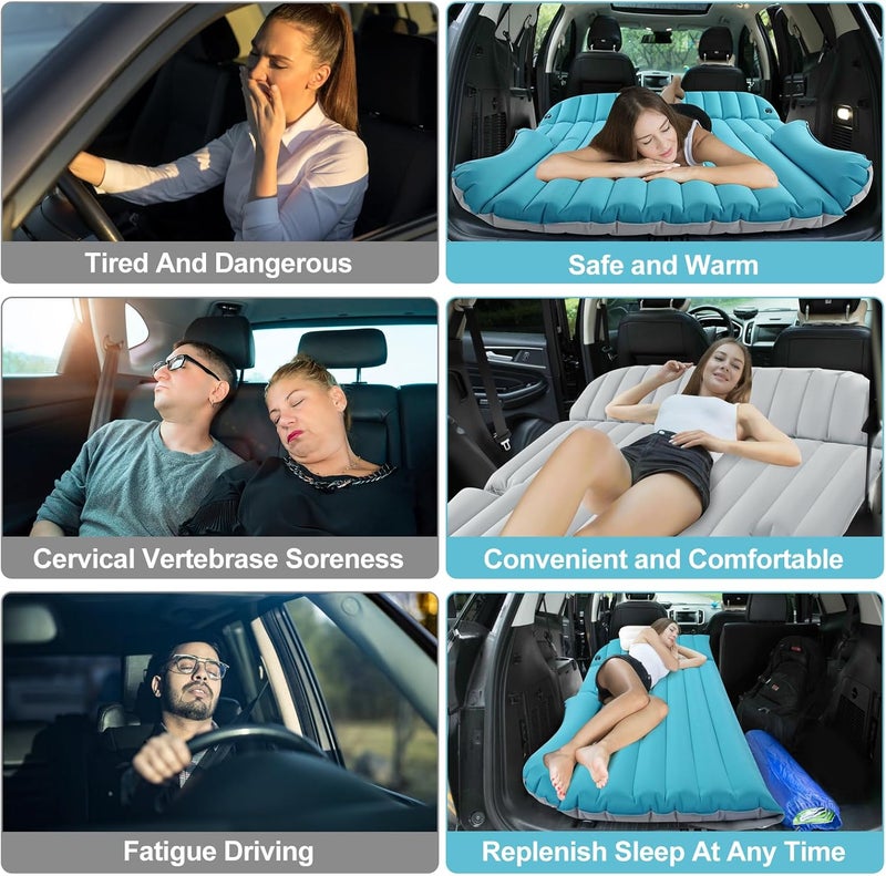 KMZ SUV Air Mattress Double-Sided Inflatable Bed with Electric Pump - Gray and Blue - Image 4