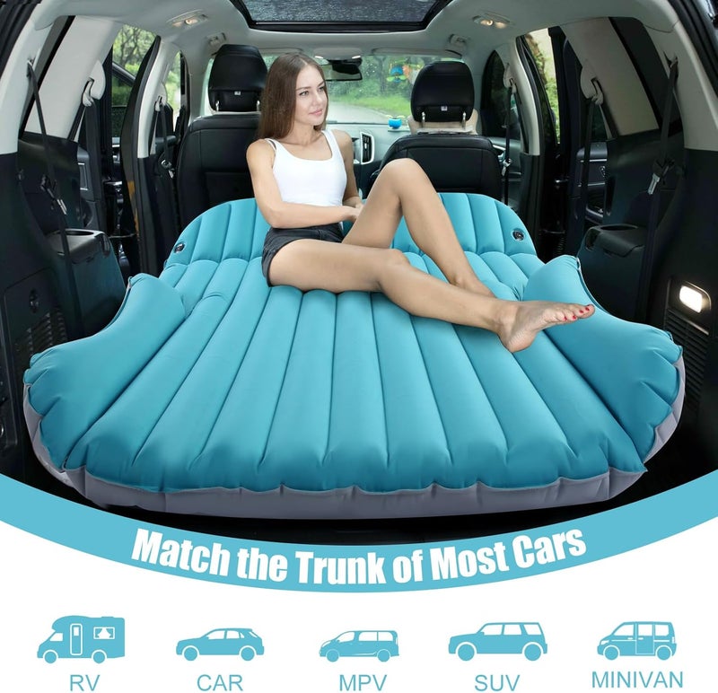 KMZ SUV Air Mattress Double-Sided Inflatable Bed with Electric Pump - Gray and Blue - Image 3