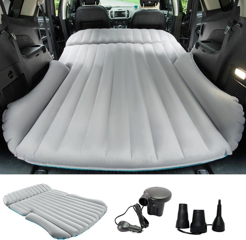 KMZ SUV Air Mattress Double-Sided Inflatable Bed with Electric Pump - Gray and Blue - Image 1