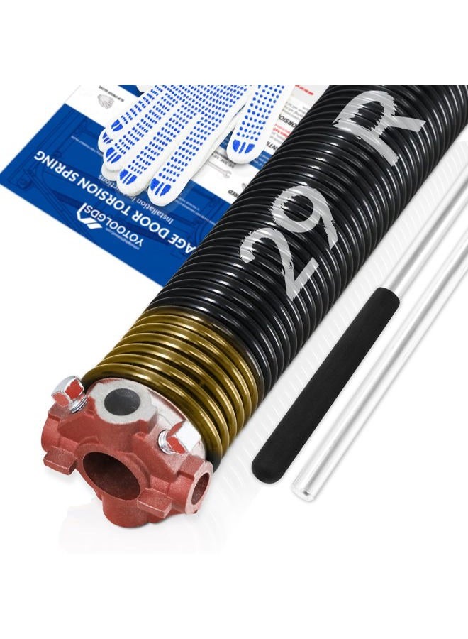 YoToolGDS Right Hand Wind（Red Cone）2" Garage Door Torsion Spring with Non-Slip Winding Bars & Gloves, High Precision Electrophoresis Black Coated, for Replacement, MIN 16,000 Cycles (0.250x2''x29'') - Image 1