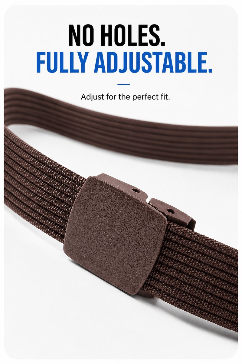 HASTE Nylon Woven Belt - Metal Free Plastic Buckle 3.8cm - 120cm - Coffee - Image 2