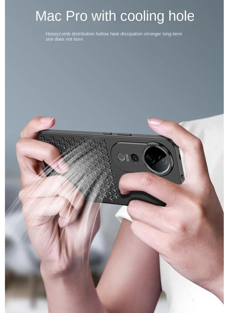 General Case compatible with VIVO V40 Pro, magnetic metal frame + matte [body armor] [honeycomb radiator] back, anti-slip shockproof case with camera protector  - Image 2