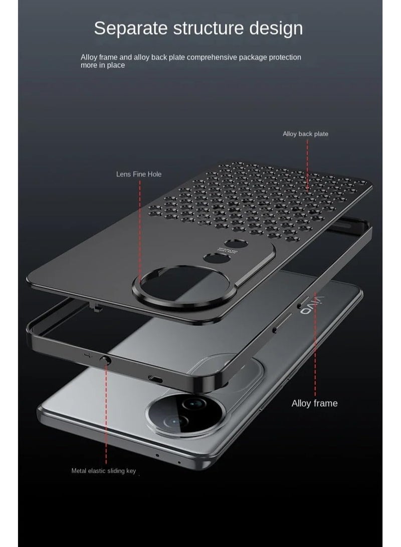 General Case compatible with VIVO V40 Pro, magnetic metal frame + matte [body armor] [honeycomb radiator] back, anti-slip shockproof case with camera protector  - Image 5