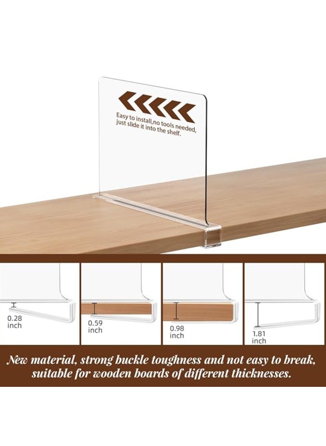 2 Pack Acrylic Shelf Dividers for Closets Clear Closet Shelf Organizer Closet Separator Kitchen Cabinets Shelf for Bedroom Kitchen Office - Image 3