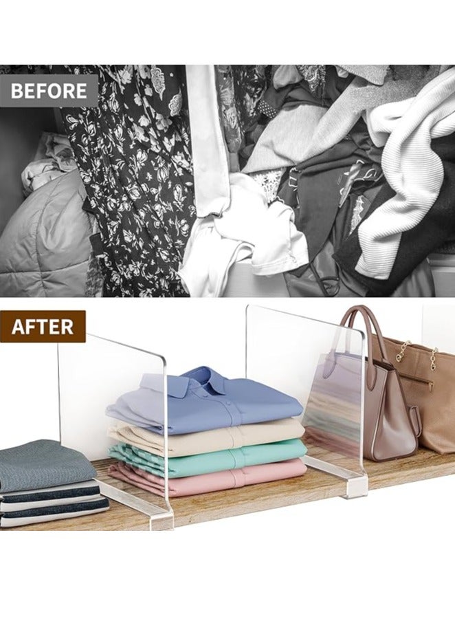 2 Pack Acrylic Shelf Dividers for Closets Clear Closet Shelf Organizer Closet Separator Kitchen Cabinets Shelf for Bedroom Kitchen Office - Image 2